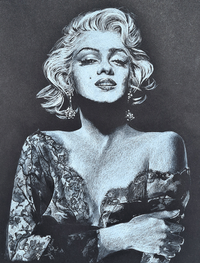 Marilyn Monroe witte houtskool op zwart papier